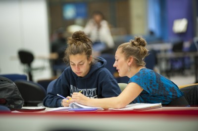Student tutoring at the Q Center at the Homer Babbidge Library