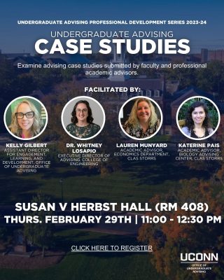 Graphic for February 29th Case study event at 11 to 12:30 PM in Susan V. Herbst Hall Room 408